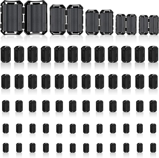 Snap-On Ferrite Choke Kit, 25-Pack (5 Sizes: 3.5–13mm)