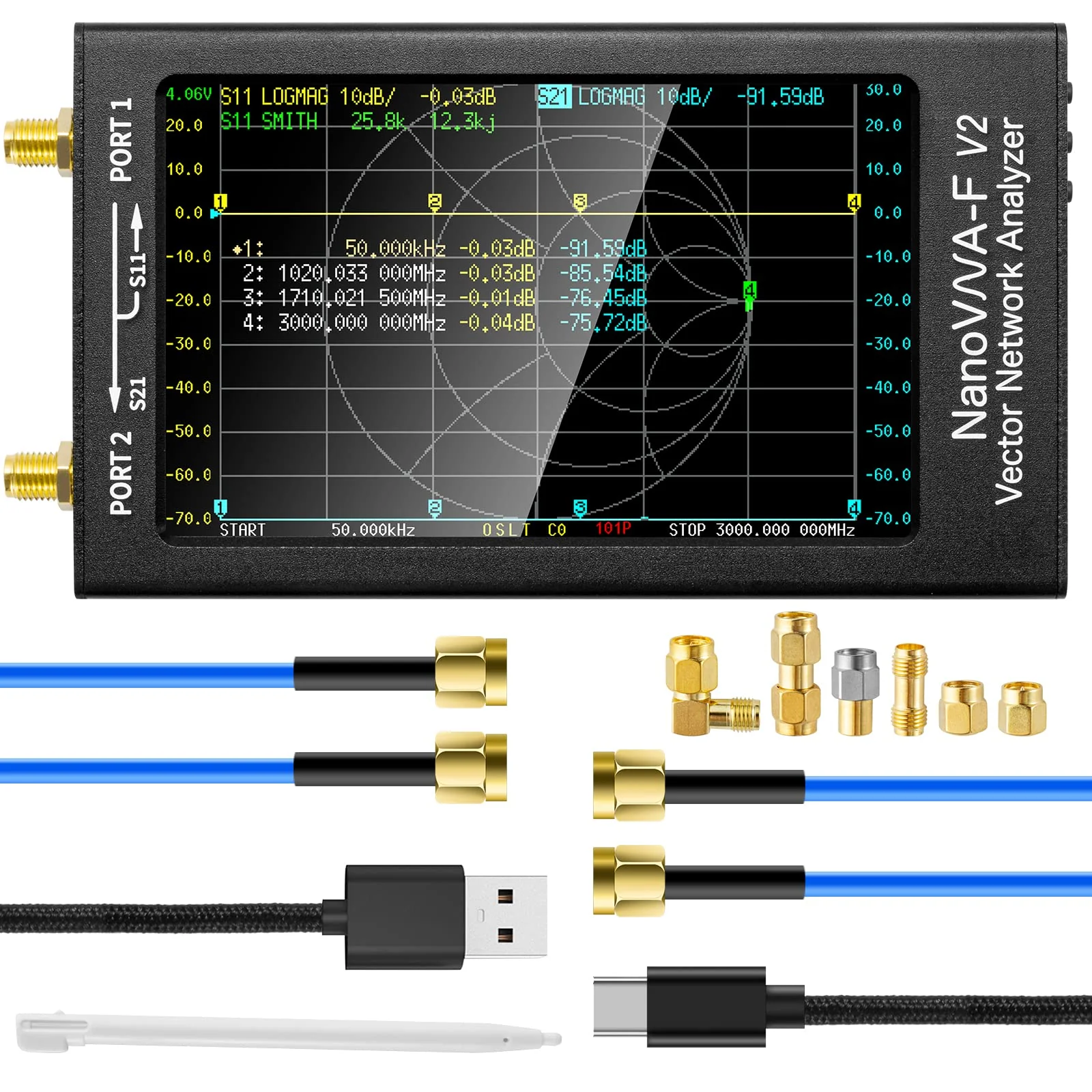 NanoVNA-F V2 Vector Network Analyzer 4.3" 50kHz–3GHz