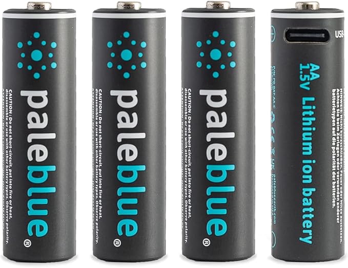 Pale Blue USB-C Rechargeable AA Batteries 4-Pack (1.5V Lithium)